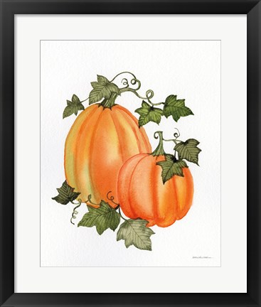 Framed Pumpkin and Vines I Print