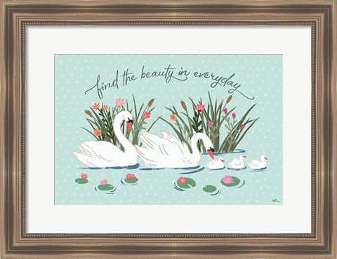 Framed Swan Lake I Mint Print