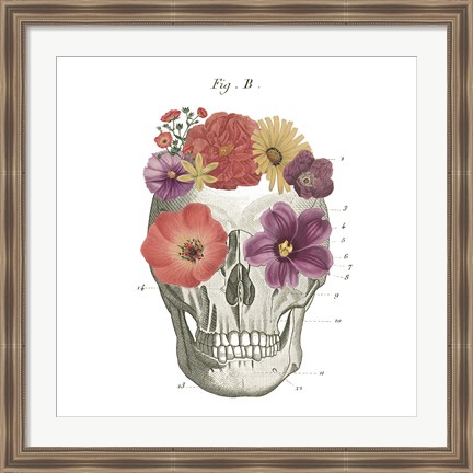 Framed Floral Skull II Print