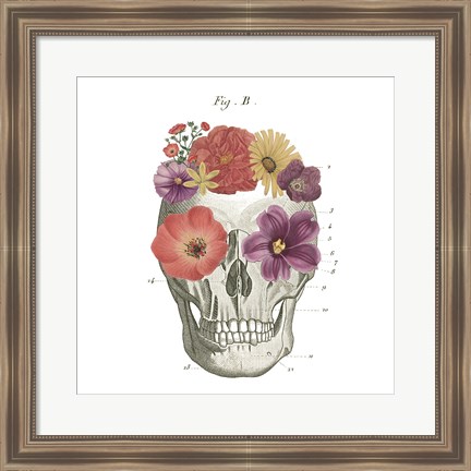 Framed Floral Skull II Print