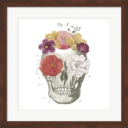 Framed Floral Skull I Print