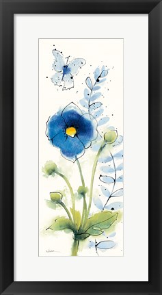 Framed Independent Blooms Blue V Print