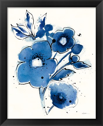 Framed Independent Blooms Blue III Print