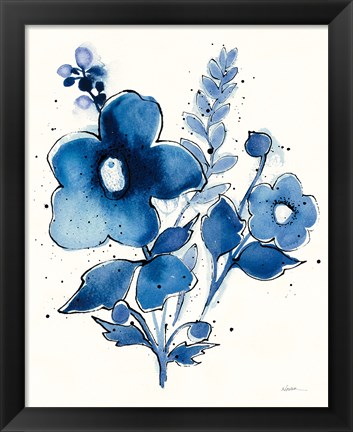 Framed Independent Blooms Blue IV Print