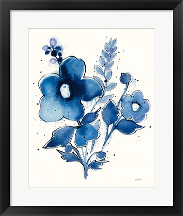 Framed Independent Blooms Blue IV Print