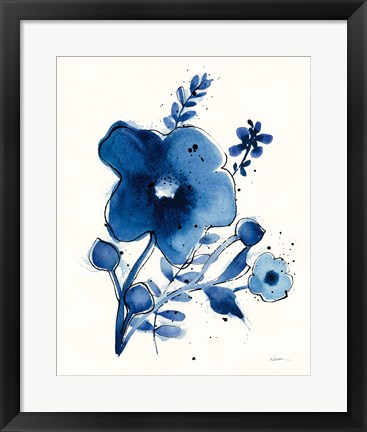 Framed Independent Blooms Blue I Print