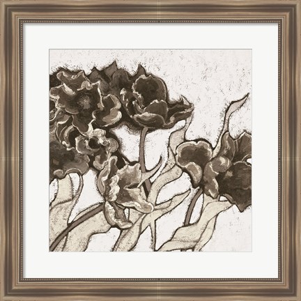 Framed Ruffled Tulips Neutral Print