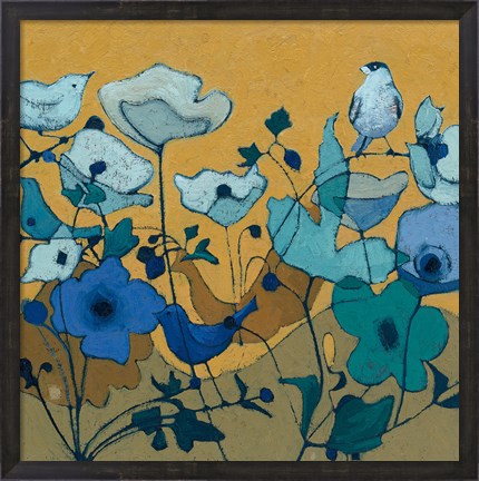 Framed Birdy Birdy Royal Blue Print