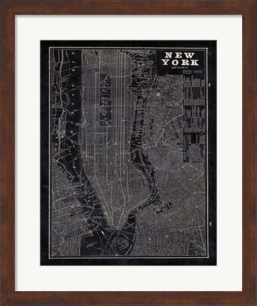 Framed Blueprint Map New York Print