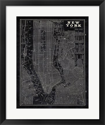 Framed Blueprint Map New York Print