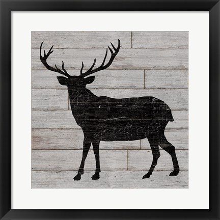 Framed Lake Lodge II Grey no Words Print