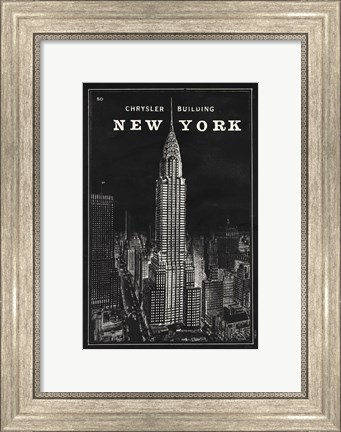 Framed Blueprint Map New York Chrysler Building Black Print