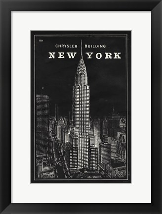 Framed Blueprint Map New York Chrysler Building Black Print