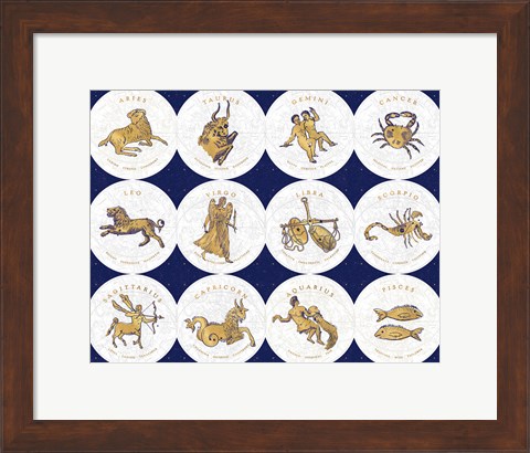 Framed Gilded Zodiac Signs Print