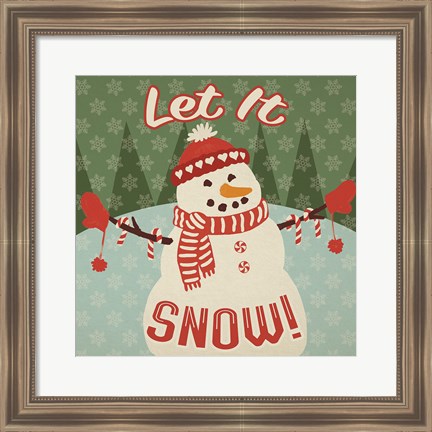 Framed Retro Christmas VII Let It Snow Print