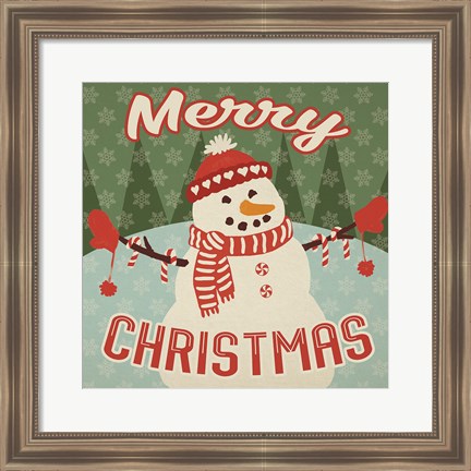 Framed Retro Christmas VII Merry Christmas Print