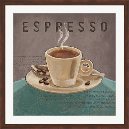 Framed Coffee and Co III Teal and Gray Print