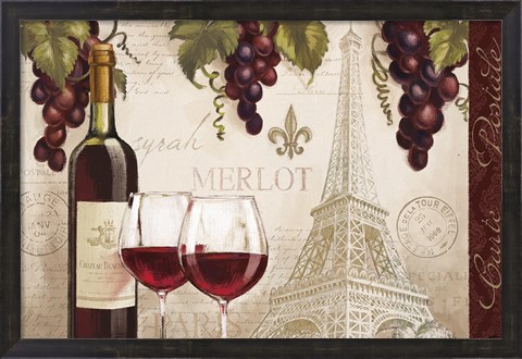 Framed Wine in Paris II Print