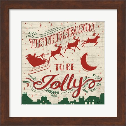 Framed Holiday in the Woods II Red and Green Print