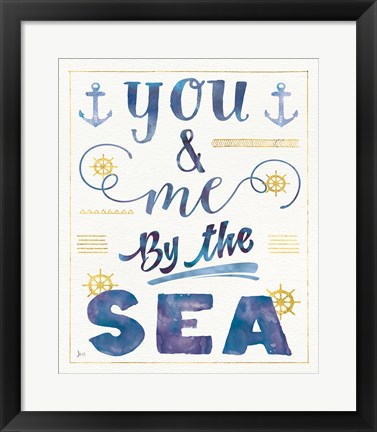 Framed Coastal Words II Indigo Print