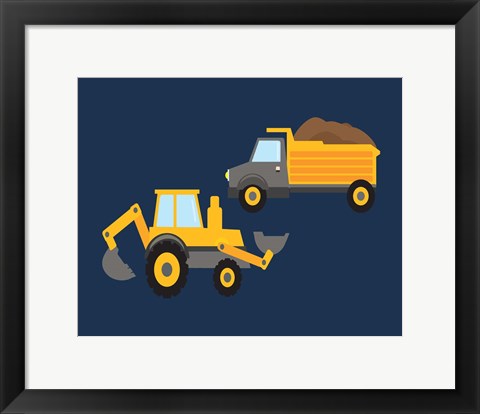 Framed Construction Wash Brush Trucks Print