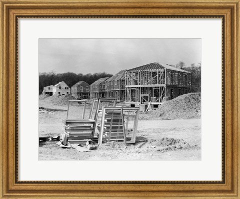 Framed 1950s Suburban Housing Development Under Construction Print