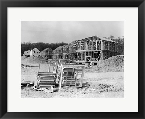 Framed 1950s Suburban Housing Development Under Construction Print