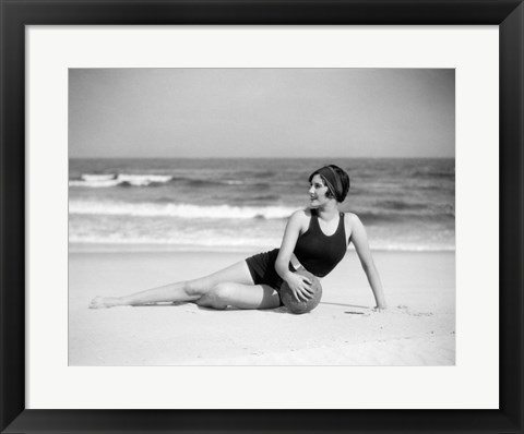 Framed 1920s Woman In Bathing Suit Print