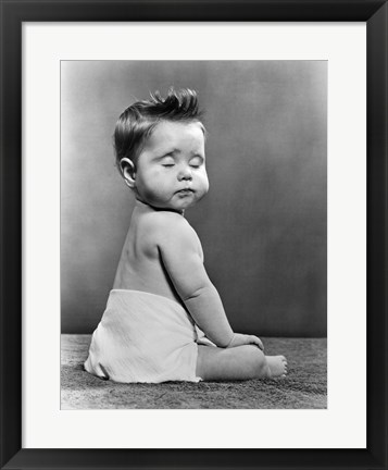 Framed 1940s 1950s Baby Seated With Back To Camera Print