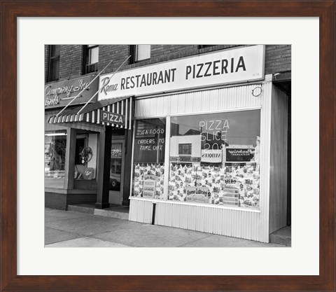 Framed 1960s Restaurant Pizzeria Storefront Print