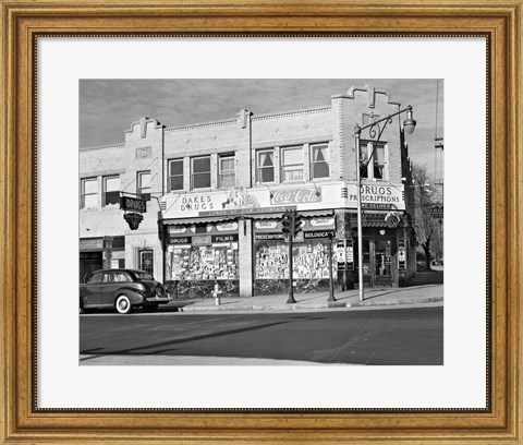 Framed 1940s Storefront Drugstore Windows Full Of Products Print