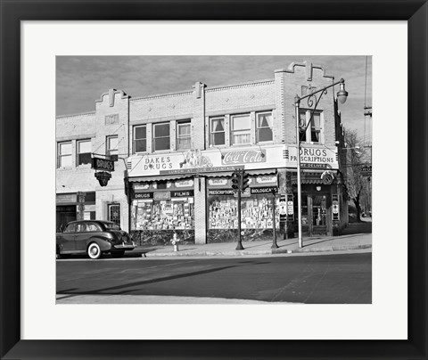 Framed 1940s Storefront Drugstore Windows Full Of Products Print