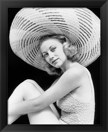 Framed 1930s Blonde Woman Wearing Bathing Suit Print