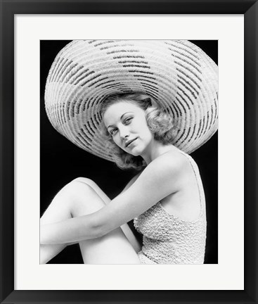Framed 1930s Blonde Woman Wearing Bathing Suit Print