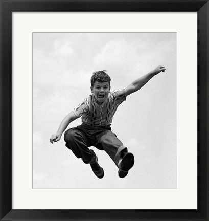 Framed 950S Boy Jumping Up Print