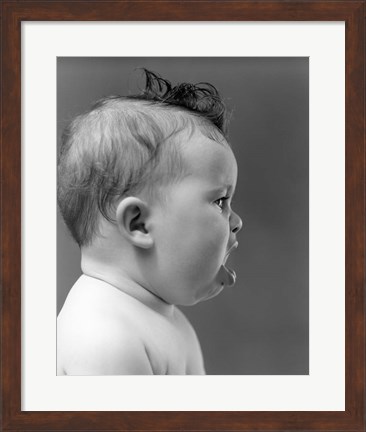 Framed 1940s 1950s Profile Of Baby Head With Mouth Open Print