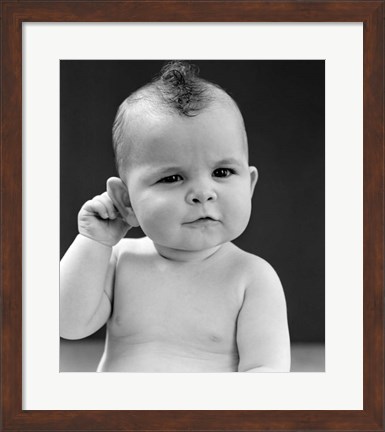 Framed 1940s Baby With Slight Squinting Eyes Print