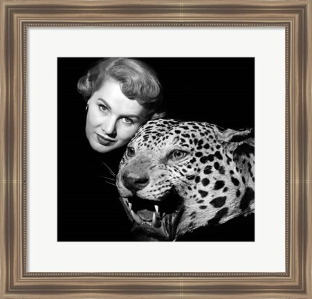 Framed 1950s Dramatic Face Shot Woman Posing Print