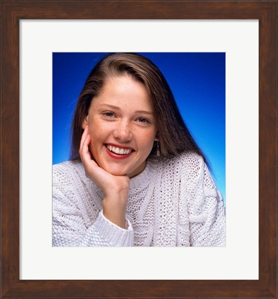 Framed 1980s Smiling Teenage Girl Looking At Camera Print