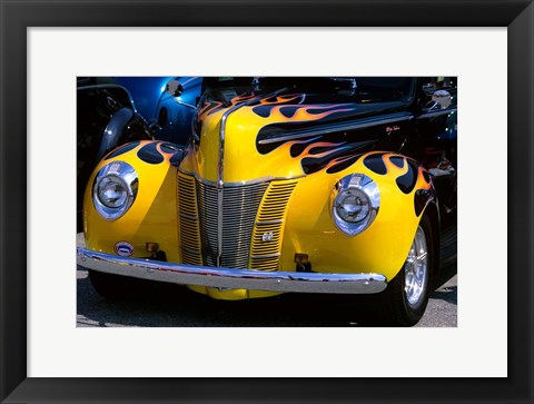 Framed 1939 1940 Ford Flame Job Painted Hot Rod Automobile Print