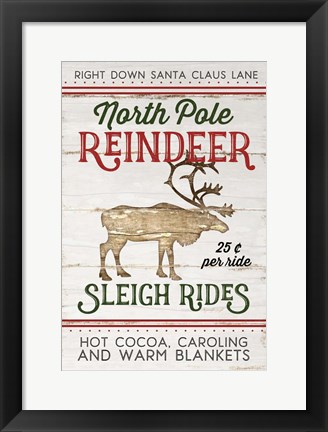 Framed Vintage Reindeer Rides Print