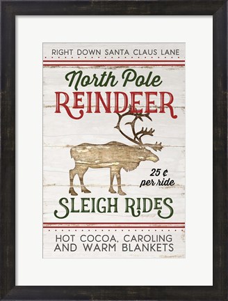 Framed Vintage Reindeer Rides Print