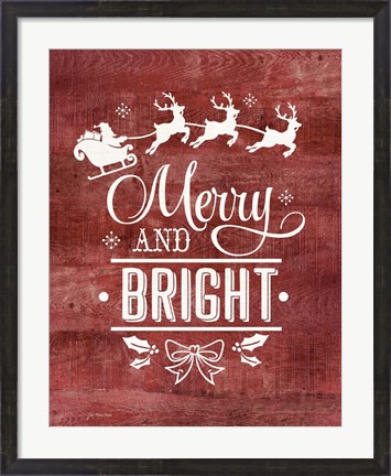 Framed Merry &amp; Bright Santa Print