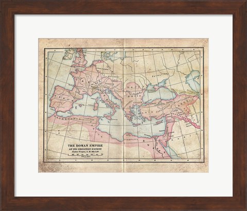 Framed Vintage Roman Empire Map Print