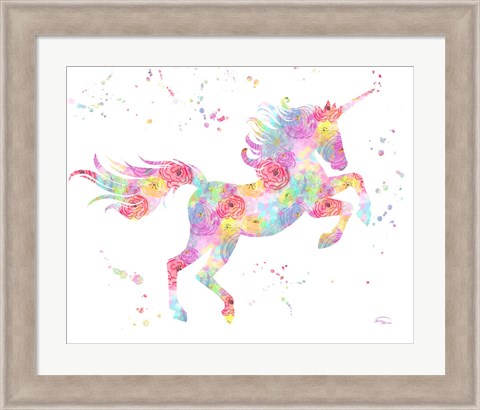 Framed Unicorn White Print