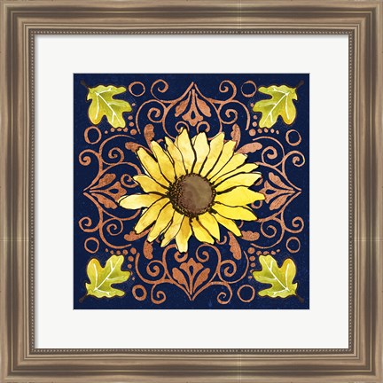 Framed October Garden V Blue Print