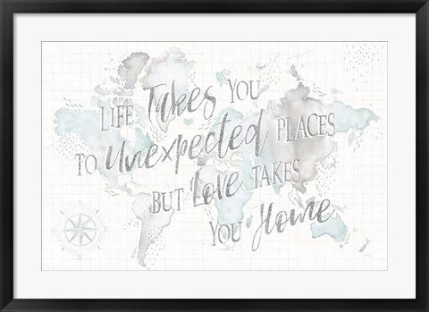Framed Wonderful World I Mint Unexpected Places Print