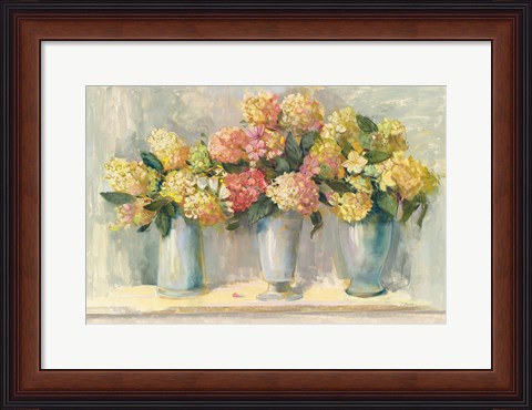 Framed Ivory and Blush Hydrangea Bouquets Print