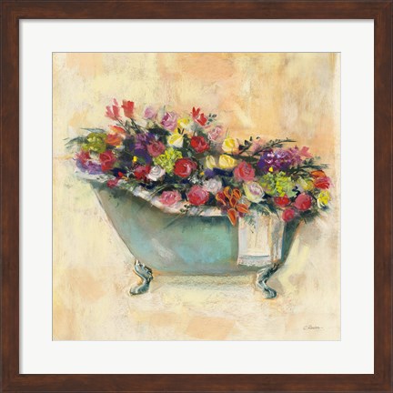 Framed Bathtub Bouquet I Print