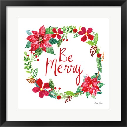 Framed Holiday Wreath III Print